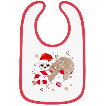 Discover funny sloth with candy cane for Christmas Bibs