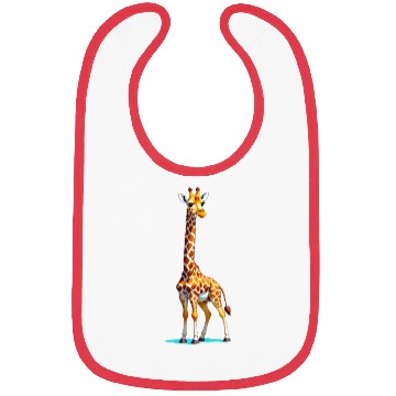 Discover A Cartoonish Giraffe in a Playful Pose Bibs