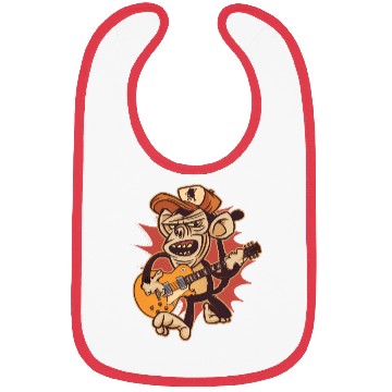 Discover Retro Chimpanzee Guitar Player Graphic Bibs