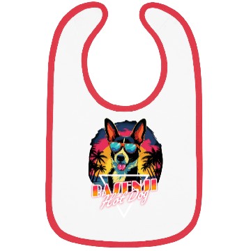 Discover Retro Wave Basenji Hot Dog Bibs