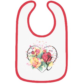 Discover Letter E Monogram Floral Roses Heart Bibs