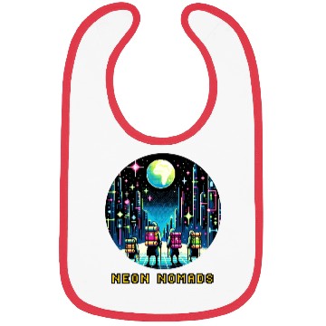 Discover Cyberpunk Explorers - Neon Nomads Pixel Art Bibs
