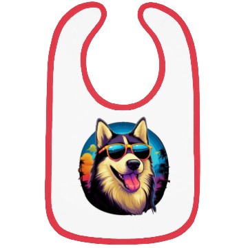 Discover Retro Wave Husky Dog Bibs