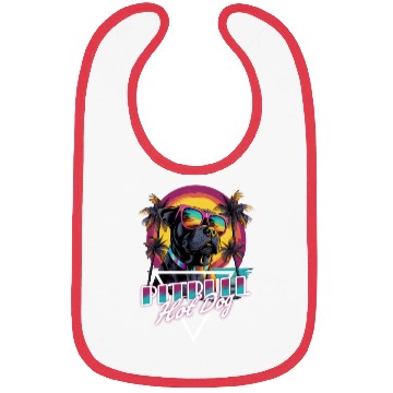 Discover Retro Wave Pitbull Terrier Hot Dog Bibs