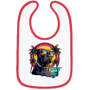 Discover Retro Wave Pitbull Terrier Dog Bibs