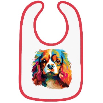 Discover Watercolor Colorful Cavalier King Charles Spaniel Bibs