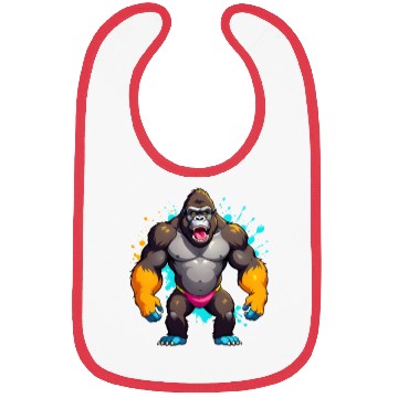 Discover A Cartoonish Gorilla in a Playful Pose Bibs