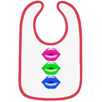 Discover 3 Kissing Lips Neon Colors Bibs