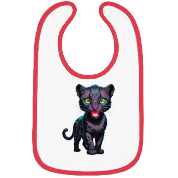 Discover A Cartoonish Black Leopard in a Playful Pose Bibs