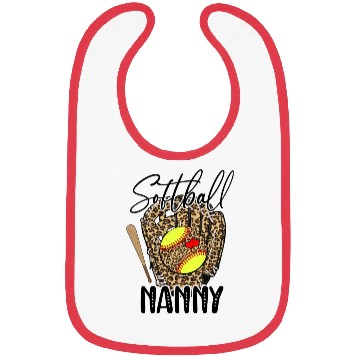 Discover Softball Nanny Leopard Game Day Softball Lover Bibs
