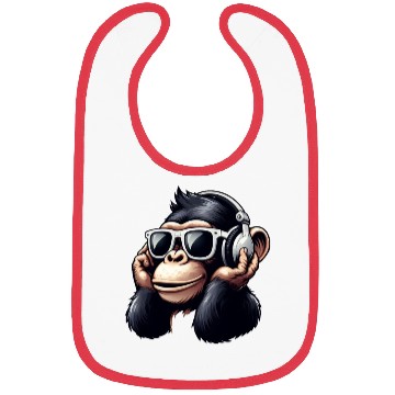 Discover Chimpanzee with sunglasses and headphones Bibs