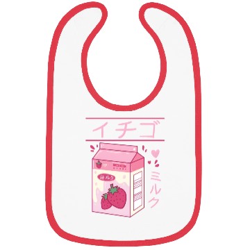Discover Japanese Strawberry Milk Drink Kawaii Kanji Vaporw Bibs