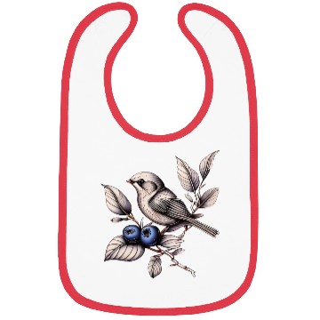 Discover Bird on a Blueberry Branch Bibs