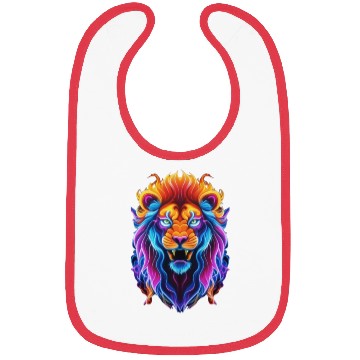 Discover Roaring Spectrum: Colorful Lion Face Bibs