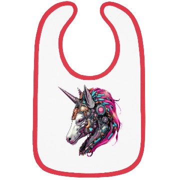 Discover Cool Unicorn Cyborg Robot - Unique Portrait Design Bibs