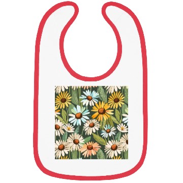 Discover Daisy flower pattern watercolor poster Bibs