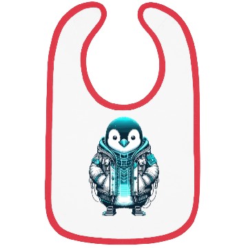Discover Cool Synthwave Cyberpunk penguin Lover Gift Bibs