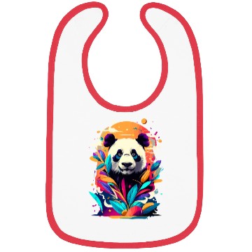 Discover Giant Panda Colourful - Cute Panda Bear Bamboo Bibs