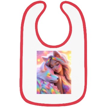 Discover Rainbow Friends - White Wolf and Girl Bibs