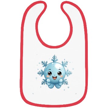 Discover A cute kawaii style snowflake with a smiling face Bibs