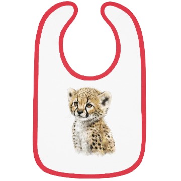 Discover Cute Baby Cheetah Watercolor Painting Portrait Bibs