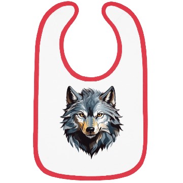 Discover Majestic Wolf Face Illustration Bibs