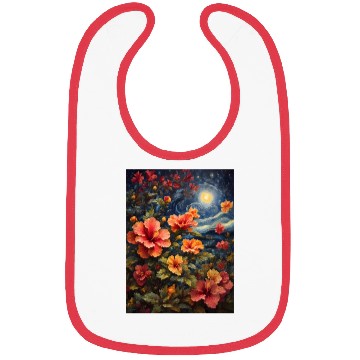 Discover Colorful Hibiscus Under Starry Night Sky Bibs