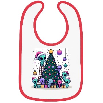 Discover Aliens decorate Christmas tree Bibs