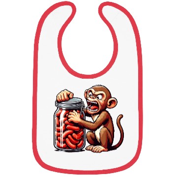 Discover Frustrated monkey with sausage jar Bibs