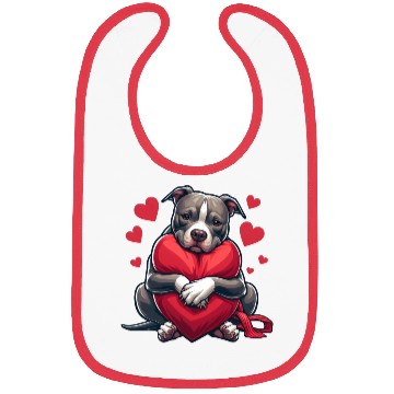 Discover Cute Pitbull Holding a Heart Cartoon Bibs