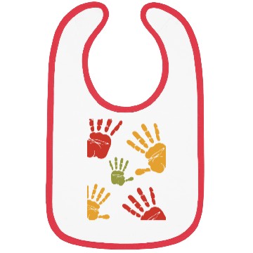 Discover Red Green Orange Colorful Handprint Illustration Bibs