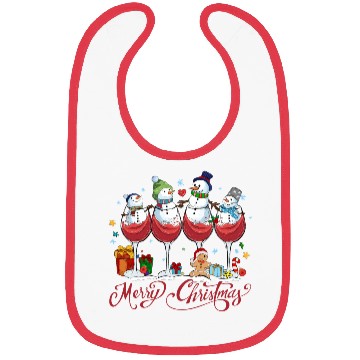 Discover Red Wine Glasses with Snow Men Funny Christmas Bibs