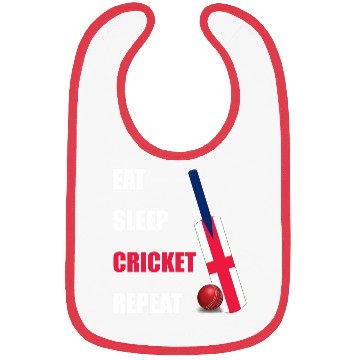 Discover Eat Sleep Cricket Repeat England Flag Cricket Bat Bibs
