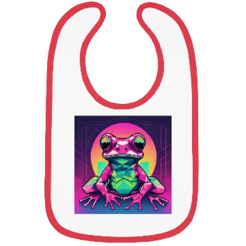 Discover Geometric Synthwave Frog Bibs