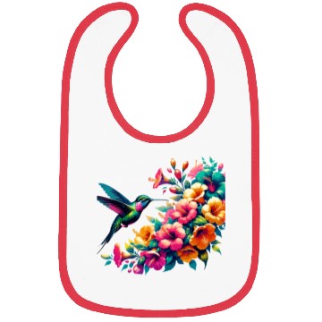 Discover Hummingbird and Hibiscus Blossom Art Bibs