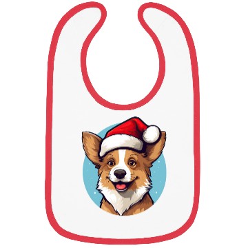 Discover cute corgi wearing santa hat Bibs