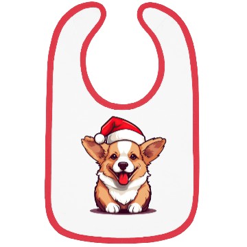 Discover cute corgi wearing santa hat at christmas Bibs