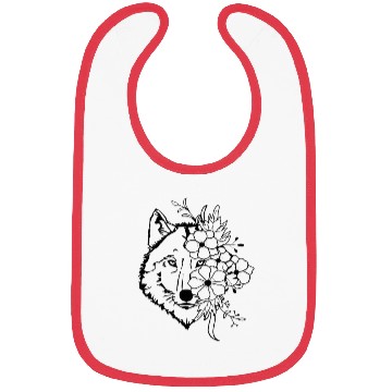 Discover Floral Wolf Vintage Flowers Wolf Face for Wolves Bibs