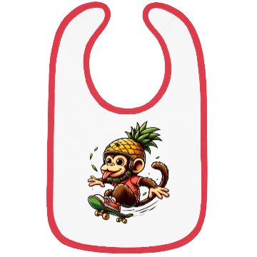 Discover skateboarding monkey with pineapple helmet Bibs