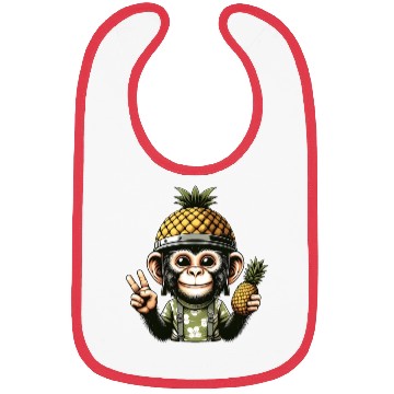 Discover Friendly monkey in pineapple helmet Bibs