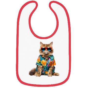 Discover cool cat sitting relaxing wearing summer clothes Bibs