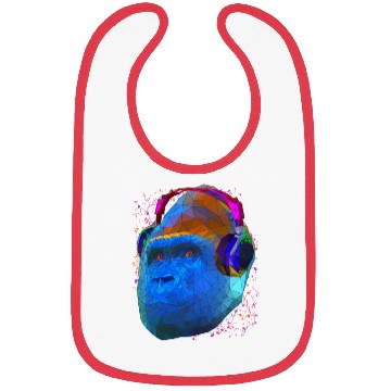 Discover Gorilla with headphones low poly pop art Bibs