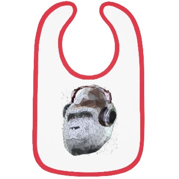 Discover Gorilla with headphones low poly pop art Bibs