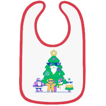 Discover Santa snowman tree funny Christmas day Bibs