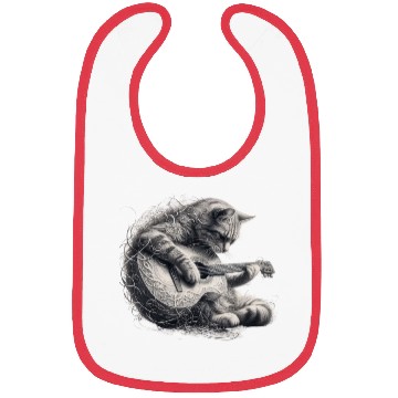Discover Rock Cat Playing Guitar Bibs: A Funny Guitar Cat