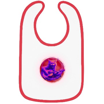 Discover Rock Cat Playing Guitar Bibs under the red moon