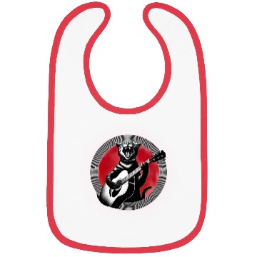 Discover Rock Cat Playing Guitar Bibs under the red moon