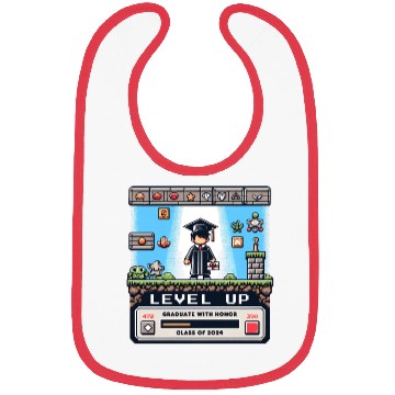 Discover Pixel Perfect Grad: Level Up - Class of 2024 Bibs