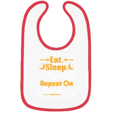 Discover Eat. Sleep.Calligraphy , Repeat on swirling Bibs