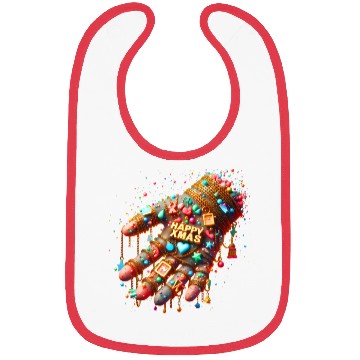 Discover Hand with HAPPY XMAS text Bibs